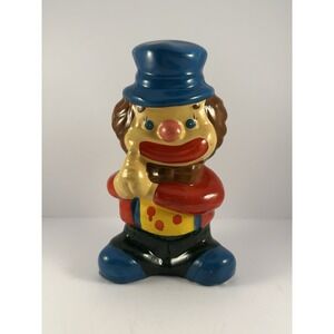 Vintage Smiling Clown Piggy Bank with Stopper